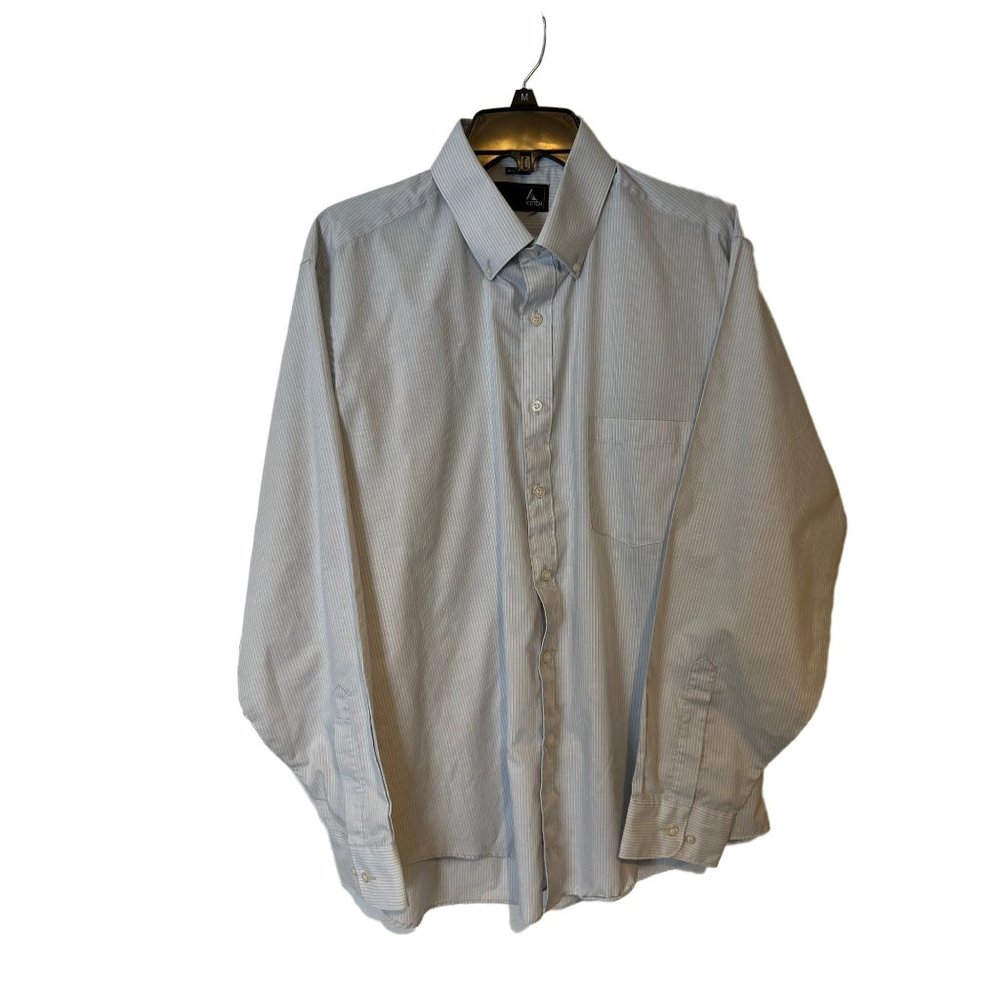 VINTAGE Ketch Dress Shirt Light Gray Pin Strip Single Stitch Button Down 16.5